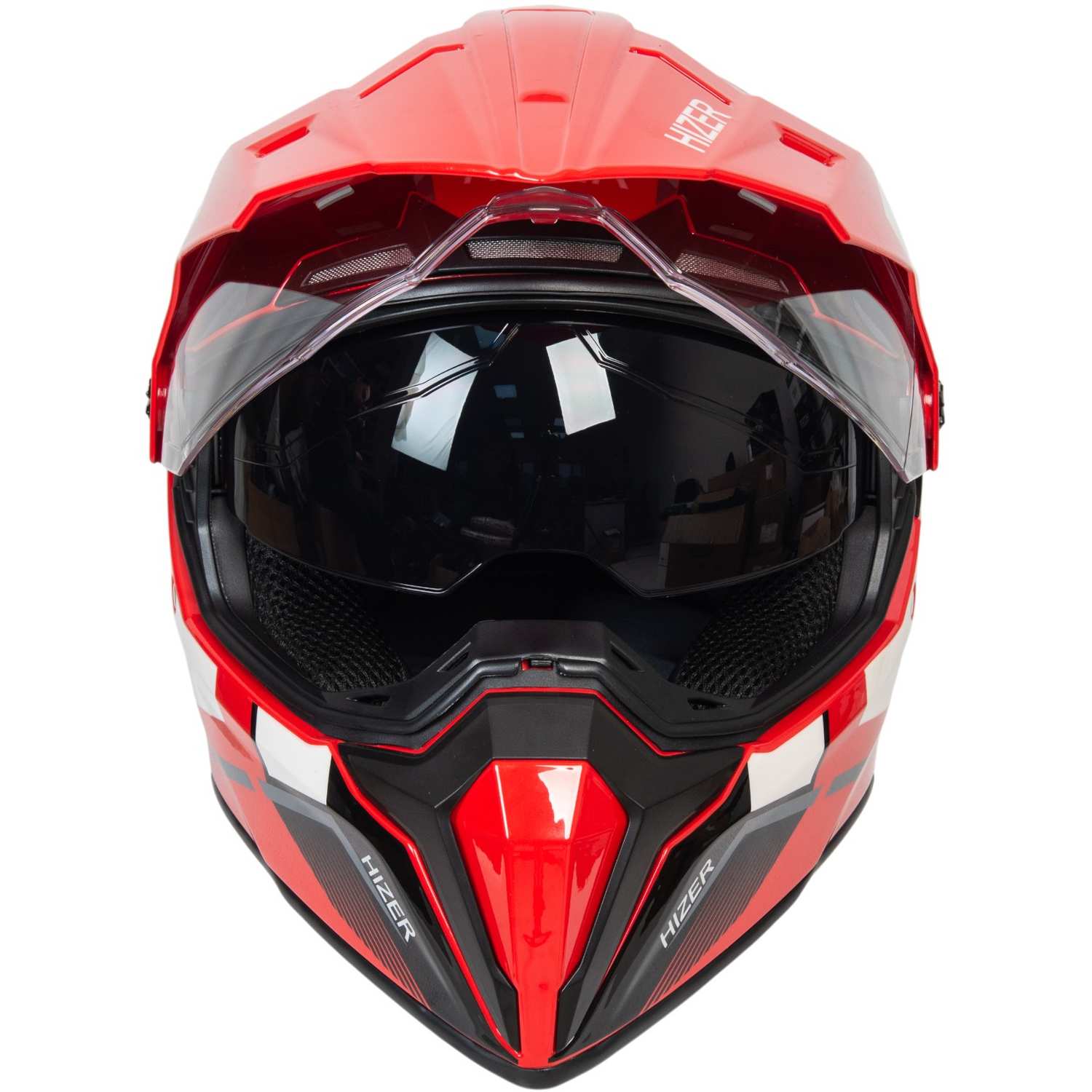 Шлем мото мотард HIZER J6808 №2 (XL) red (2 визора)