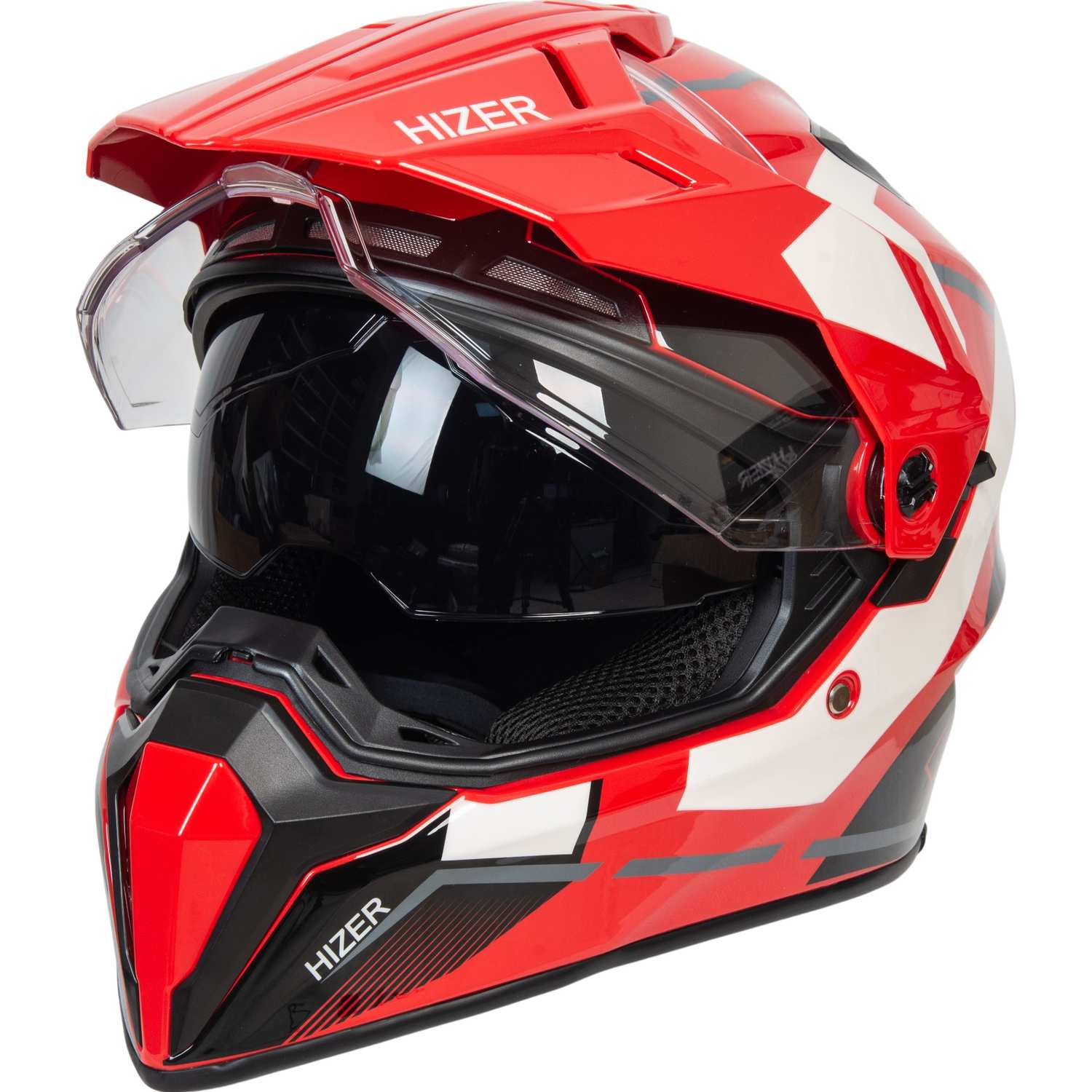 Шлем мото мотард HIZER J6808 №2 (XL) red (2 визора)